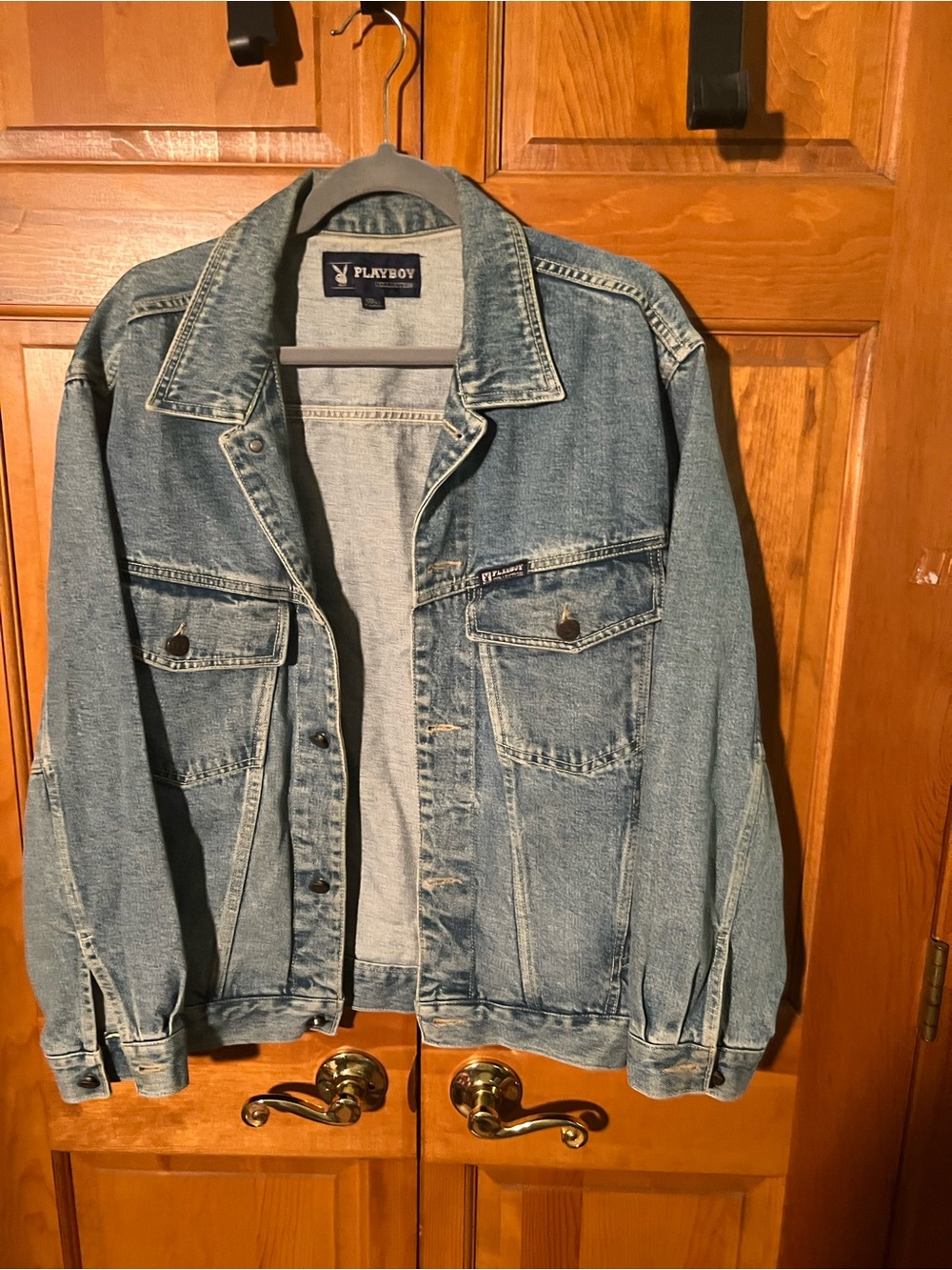 PLAYBOY Light Blue Denim Jacket with Logo Patch